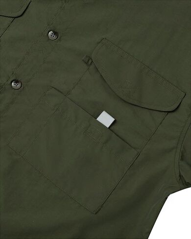 Alimens & Gentle Short Sleeve Fishing Shirt Wicking Fabric Sun Protection Casual Button Down Shirts in Kuwait