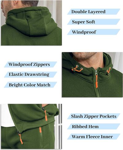 Hakjay Sweatsuits للرجال 2 قطعة هوديي الرجال الركض طقم رياضي عادية رياضية طويلة الأكمام الزي البلوز البدلة مجموعة in Kuwait
