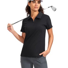 Viodia Women's Golf Shirt Short Sleeve with Zip Up Quick Dry Stretch Tennis Collared Polo Shirts for Women Golf Clothes