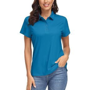 MAGCOMSEN Women's Polo Shirts UPF 50+ Sun Protection 4 Buttons Casual Work Quick Dry Short Sleeve Collared Golf Shirt