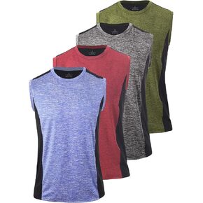 Vislivin Men's 4 Pack Tank Tops Sleeveless Workout Quick Dry Shirts Gym Muscle Shirts Athletic Bodybuilding Tee in Saudi Arabia