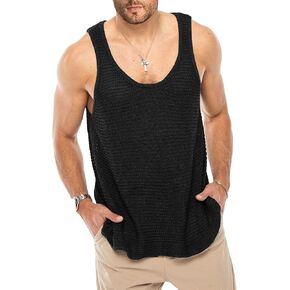 Lanliun See Through Sleeveless Tank Tops for Men Casual Unique Workout Outdoor T Shirts Gym Muscle Shirts