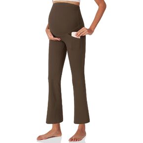 POSHDIVAH Women's Maternity Yoga Pants Work Lounge Stretchy Bootcut Flare Pants Pregnancy Dress Trousers for Business Casual