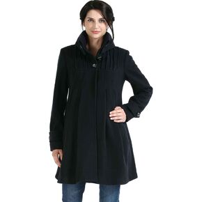 Momo Maternity Outerwear Women Jessie Wool Pleated Swing Coat Pregnancy Winter Jacket