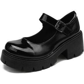 Caradise Womens Chunky Mary Jane Platform Shoes Patent Leather Uniform Dress Shoes in Saudi Arabia
