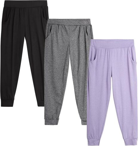 Sweet Hearts Girls' Sweatpants - 3 Pack Active Performance Jogger Pants with Pockets - High Waisted Jogger Sweatpants, 5-18 in Kuwait
