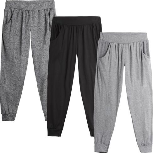 Sweet Hearts Girls' Sweatpants - 3 Pack Active Performance Jogger Pants with Pockets - High Waisted Jogger Sweatpants, 5-18 in Kuwait