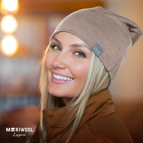 MERIWOOL Unisex Merino Wool Cuff Beanie Winter Hat for Men and Women in Kuwait
