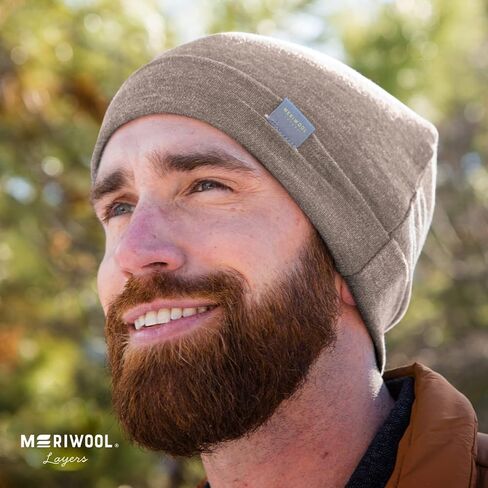MERIWOOL Unisex Merino Wool Cuff Beanie Winter Hat for Men and Women in Kuwait