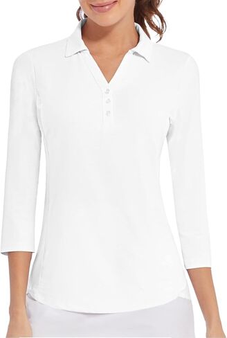 Women's Polo Shirt 3/4 Long Sleeve Golf Quick Dry T Shirts UPF 50+ Athletic Casual Work Shirts Tops for Women in Kuwait