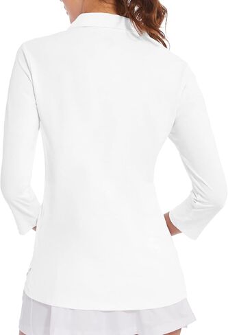 Women's Polo Shirt 3/4 Long Sleeve Golf Quick Dry T Shirts UPF 50+ Athletic Casual Work Shirts Tops for Women in Kuwait