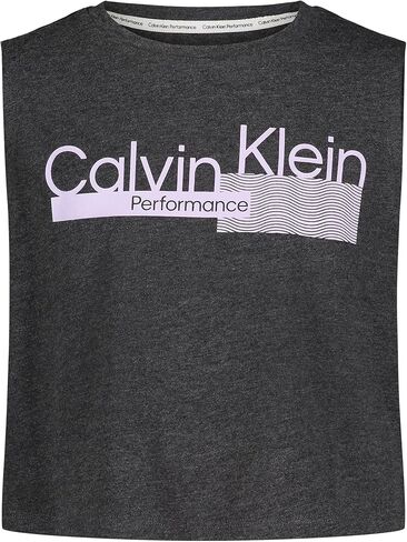 Calvin Klein Girls' Performance Tank Top, Sleeveless & Crew-Neck Neckline, Logo Detailing in Kuwait
