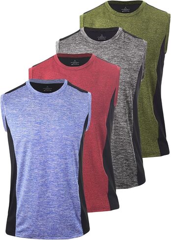 Vislivin Men's 4 Pack Tank Tops Sleeveless Workout Quick Dry Shirts Gym Muscle Shirts Athletic Bodybuilding Tee in Kuwait