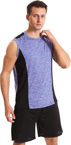 Vislivin Men's 4 Pack Tank Tops Sleeveless Workout Quick Dry Shirts Gym Muscle Shirts Athletic Bodybuilding Tee in Kuwait