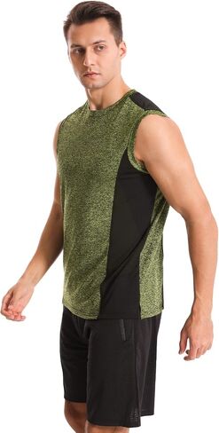 Vislivin Men's 4 Pack Tank Tops Sleeveless Workout Quick Dry Shirts Gym Muscle Shirts Athletic Bodybuilding Tee in Kuwait