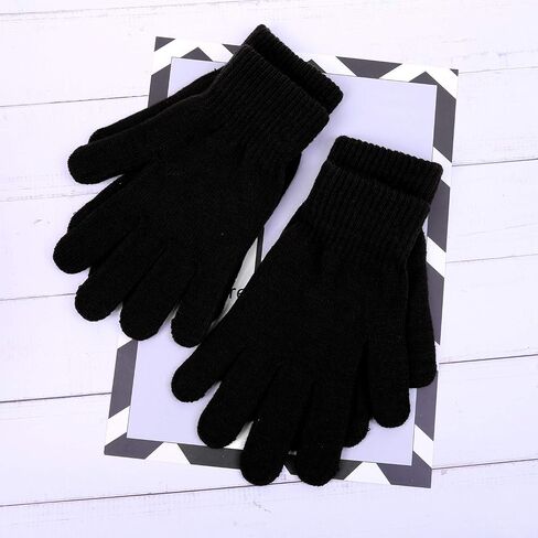 Cooraby 12 Pairs Winter Knitted Magic Gloves Stretchy Full Fingers Gloves for Men, Women or Teens in Saudi Arabia