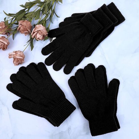 Cooraby 12 Pairs Winter Knitted Magic Gloves Stretchy Full Fingers Gloves for Men, Women or Teens in Saudi Arabia