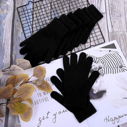 Cooraby 12 Pairs Winter Knitted Magic Gloves Stretchy Full Fingers Gloves for Men, Women or Teens in Saudi Arabia