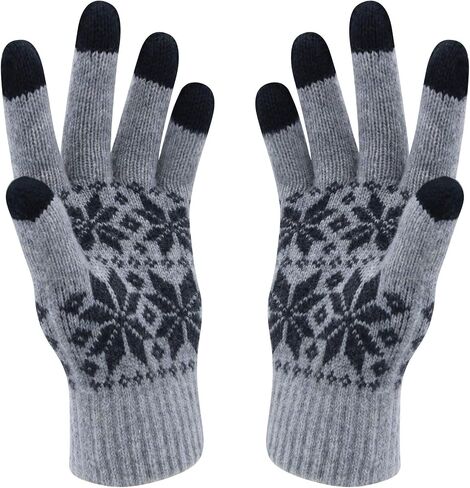 Winter Touch Screen Gloves HÖTER Snow Flower Printing Keep Warm for Women and Men in Saudi Arabia