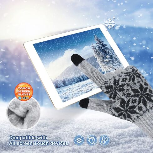 Winter Touch Screen Gloves HÖTER Snow Flower Printing Keep Warm for Women and Men in Saudi Arabia
