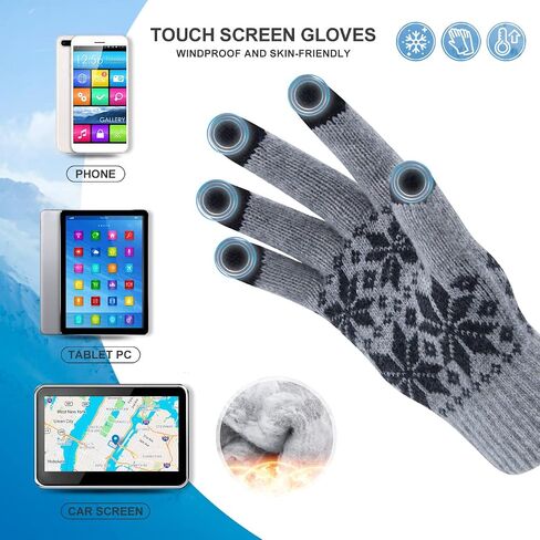 Winter Touch Screen Gloves HÖTER Snow Flower Printing Keep Warm for Women and Men in Saudi Arabia