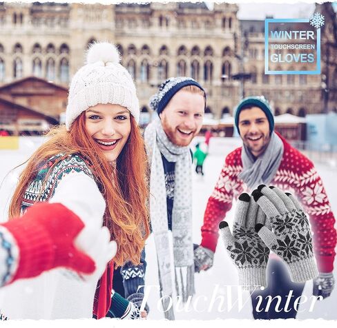 Winter Touch Screen Gloves HÖTER Snow Flower Printing Keep Warm for Women and Men in Saudi Arabia