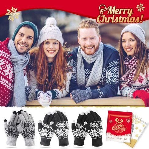 Winter Touch Screen Gloves HÖTER Snow Flower Printing Keep Warm for Women and Men in Saudi Arabia