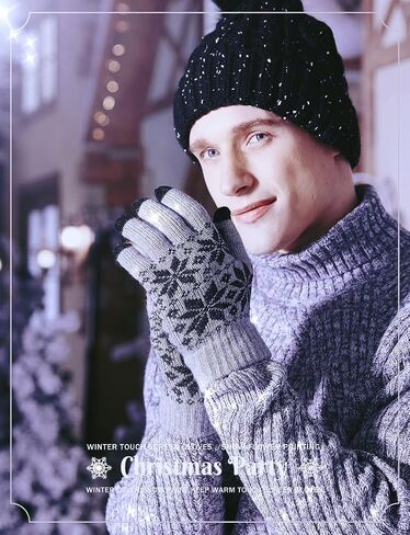 Winter Touch Screen Gloves HÖTER Snow Flower Printing Keep Warm for Women and Men in Saudi Arabia