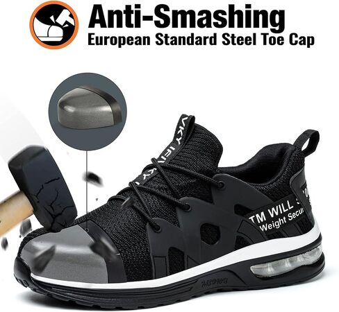 Ifivky Steel Toe Shoes for Women Lightweight Air Cushion Breathable Work Shoes Comfortable Puncture Proof Slip Resistant Safety Shoes Indestructible Composite Toe Sneakers Industrial Footwear in Saudi Arabia