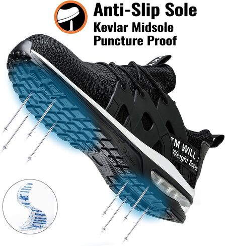 Ifivky Steel Toe Shoes for Women Lightweight Air Cushion Breathable Work Shoes Comfortable Puncture Proof Slip Resistant Safety Shoes Indestructible Composite Toe Sneakers Industrial Footwear in Saudi Arabia