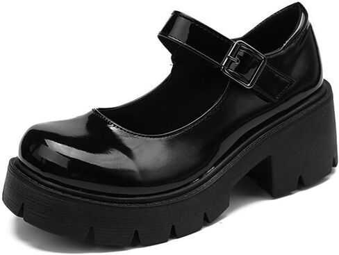 Caradise Womens Chunky Mary Jane Platform Shoes Patent Leather Uniform Dress Shoes in Saudi Arabia