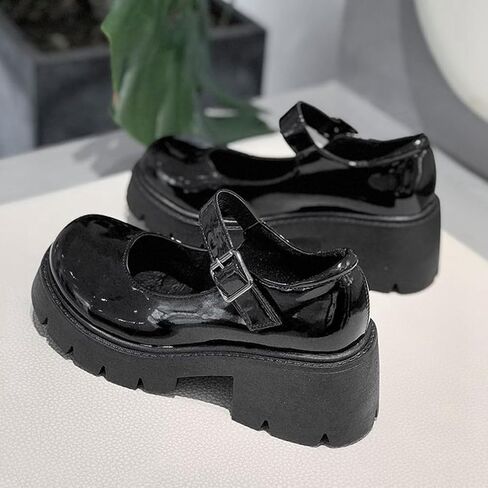 Caradise Womens Chunky Mary Jane Platform Shoes Patent Leather Uniform Dress Shoes in Saudi Arabia
