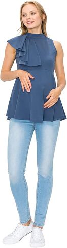 My Bump Maternity Cascading Side Ruffle Peplum Top/W Mock Neck(Made in USA) in Kuwait