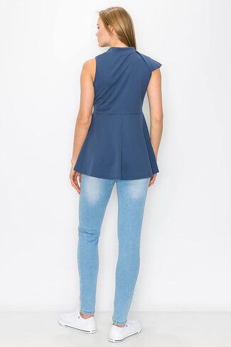 My Bump Maternity Cascading Side Ruffle Peplum Top/W Mock Neck(Made in USA) in Kuwait