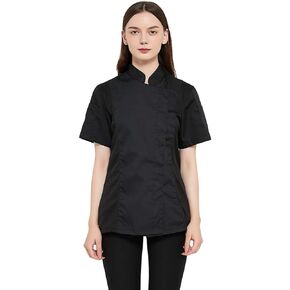 TOPTIE Women's Chef Coat Short Sleeve Chef Jacket