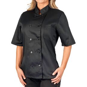 Womens Black Classic Short Sleeve Chef Coat