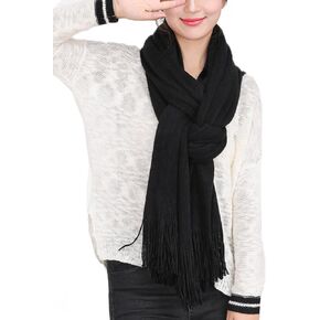 Wander Agio Women's Warm Long Scarves Winter Scarfs Pure Color Scarf Tassel