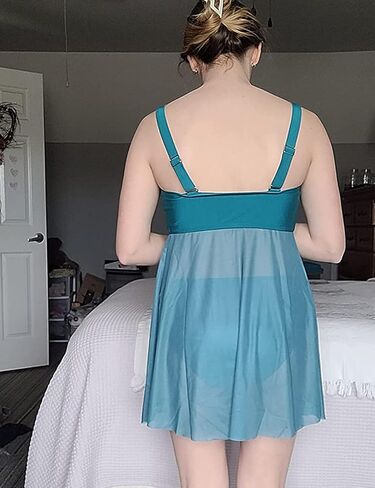 MOMOOD Maternity Two Pieces Swimsuit Maternity Tankini Top Set Mesh Swimdress with Low Waisted Triangle Bottom Bathing Suit in Kuwait