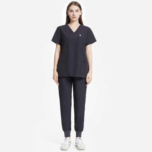 Uniforms World Scrubs for Women Set - Stretch Scrub Top & Pants with 8 Pockets, Yoga Waistband, Anti Wrinkle, Slim Fit in Saudi Arabia