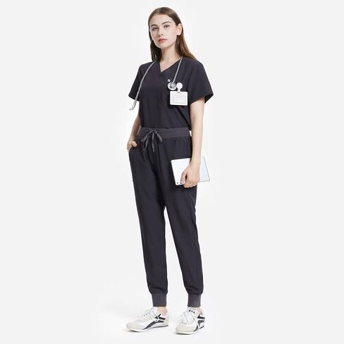 Uniforms World Scrubs for Women Set - Stretch Scrub Top & Pants with 8 Pockets, Yoga Waistband, Anti Wrinkle, Slim Fit in Saudi Arabia