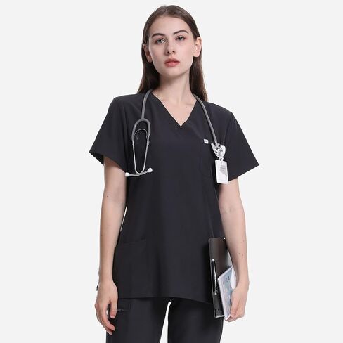 Uniforms World Scrubs for Women Set - Stretch Scrub Top & Pants with 8 Pockets, Yoga Waistband, Anti Wrinkle, Slim Fit in Saudi Arabia