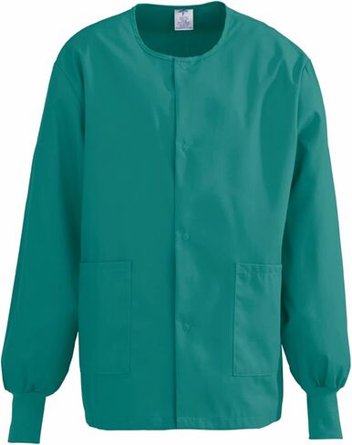 Medline ComfortEase Unisex Crew-Neck Warm Scrub Jacket with Knit Cuff, Emerald, Size Medium in Kuwait