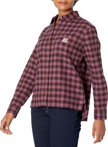 قميص Carhartt نسائي متين مرن فضفاض متوسط ​​الوزن منقوش بأكمام طويلة من الفلانيل in Saudi Arabia