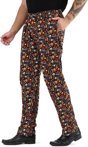Unisex Printed 100% Cotton Men women Chef Pants Trouser with Draw String for Food Service, Bakers and Culinary Professional in Saudi Arabia