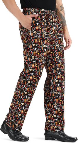 Unisex Printed 100% Cotton Men women Chef Pants Trouser with Draw String for Food Service, Bakers and Culinary Professional in Saudi Arabia