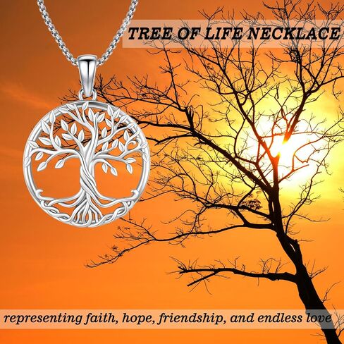 Tree of Life Necklace Tree of Life Pendant 925 Sterling Silver Abalone Shell Opal Malachite Turquoise Moonstone Crystal Necklace Celtic Knot Family Tree Jewelry for Men Women Fathers Day in Kuwait