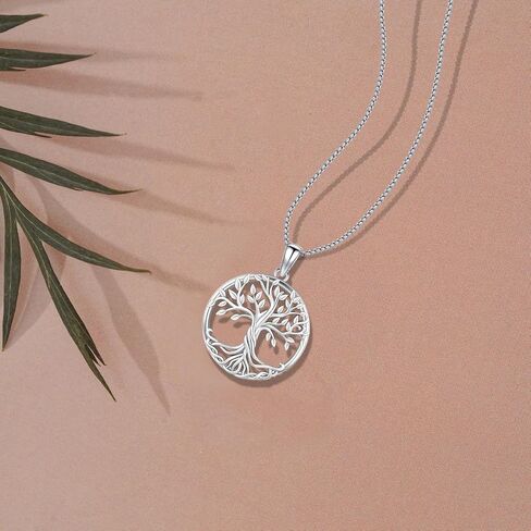 Tree of Life Necklace Tree of Life Pendant 925 Sterling Silver Abalone Shell Opal Malachite Turquoise Moonstone Crystal Necklace Celtic Knot Family Tree Jewelry for Men Women Fathers Day in Kuwait
