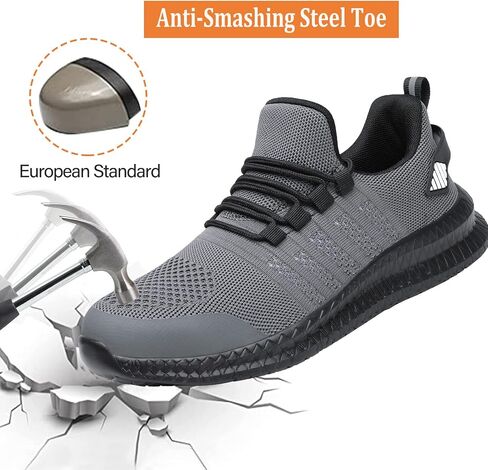 Steel Toe Shoes for Men and Women Comfortable Lightweight Work Safety Shoes Puncture Proof Slip Resistant Indestructible Sneakers Construction Work Utility in Saudi Arabia