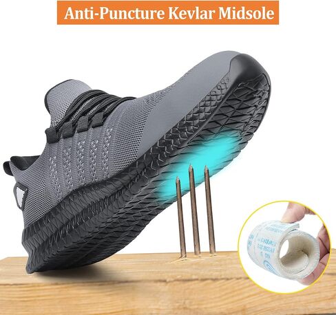 Steel Toe Shoes for Men and Women Comfortable Lightweight Work Safety Shoes Puncture Proof Slip Resistant Indestructible Sneakers Construction Work Utility in Saudi Arabia