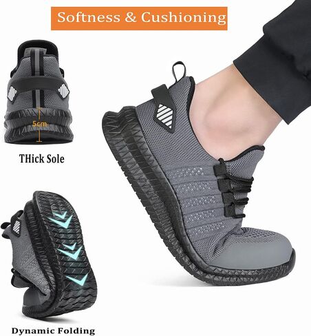 Steel Toe Shoes for Men and Women Comfortable Lightweight Work Safety Shoes Puncture Proof Slip Resistant Indestructible Sneakers Construction Work Utility in Saudi Arabia
